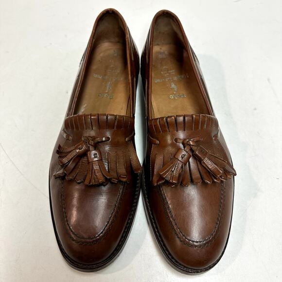 FULLY RESOLED Polo Ralph Lauren Tassel Kiltie Loafer Brown Bench Made Italy 8.5 - Picture 2 of 13